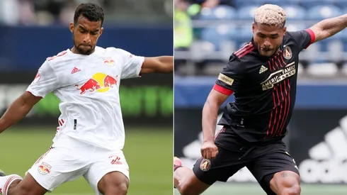 Cristian Casseres Jr of the New York Red Bulls (left) and Josef Martinez of Atlanta United.
