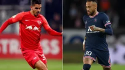 Andre da Silva of Leipzig (left) and Neymar of Paris Saint Germain