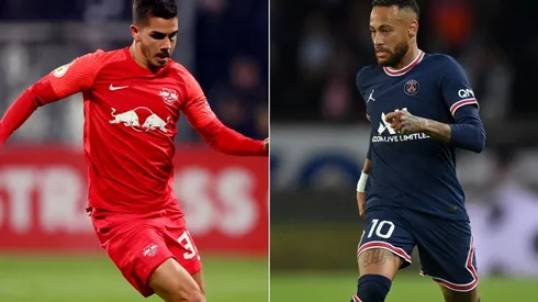 Andre da Silva of Leipzig (left) and Neymar of Paris Saint Germain