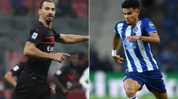Zlatan Ibrahimovic of AC Milan (left) and Luis Diaz of Porto FC