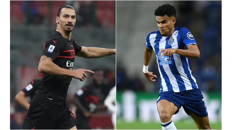 Zlatan Ibrahimovic of AC Milan (left) and Luis Diaz of Porto FC