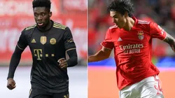 Alphonso Davies of Bayern Munich (left) and Darwin Núñez of Benfica