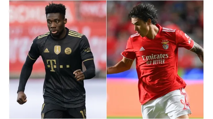 Alphonso Davies of Bayern Munich (left) and Darwin Núñez of Benfica