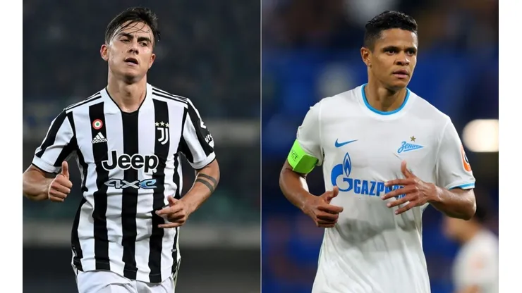 Dybala of Juventus (left) and Douglas Santos of Zenit St Petersburg