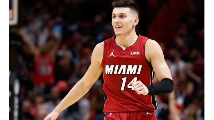 Tyler Herro of the Heat at the game vs Orlando Magic on October 25 by Cliff Hawkins