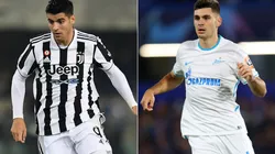 Alvaro Morata of Juventus (left) and Kirill Kravtsov of Zenit Saint Petersburg