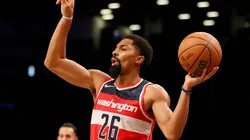 Spencer Dinwiddie of the Wizards at the game vs Nets