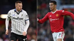 Josip Ilicic of Atalanta BC (left) and Cristiano Ronaldo of Manchester United