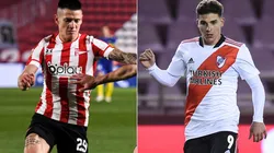 Leonardo Godoy of Estudiantes La Plata (left) and Julian Alvarez of River