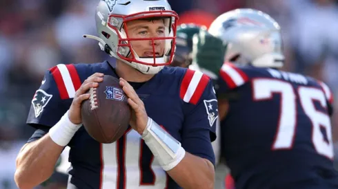Mac Jones of the Patriots at the game vs Jets on October 24