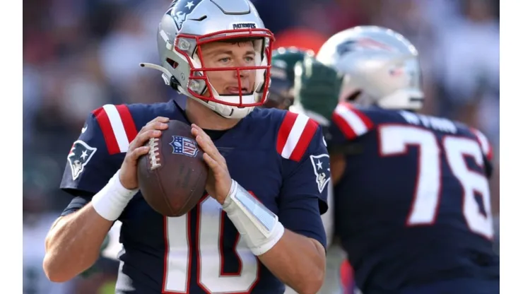 Mac Jones of the Patriots at the game vs Jets on October 24