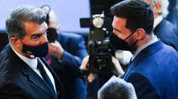 FC Barcelona President Joan Laporta and Lionel Messi