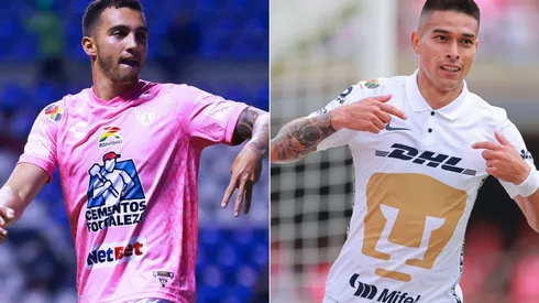Luis Chavez of Pachuca (left) and Favio Alvarez of Pumas (right)