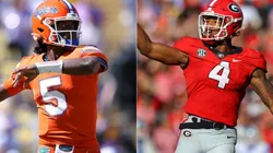 Emory Jones of Florida Gators (left) and Nolan Smith of Georgia Bulldogs