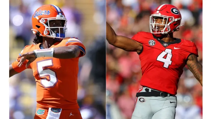 Emory Jones of Florida Gators (left) and Nolan Smith of Georgia Bulldogs