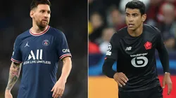 Lionel Messi of PSG (left) and Benjamin Andre of Lille.