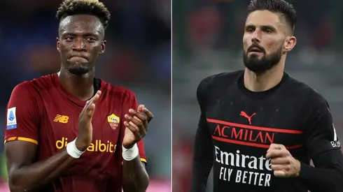 Tammy Abraham of Roma (left) and Olivier Giroud of Milan (right)