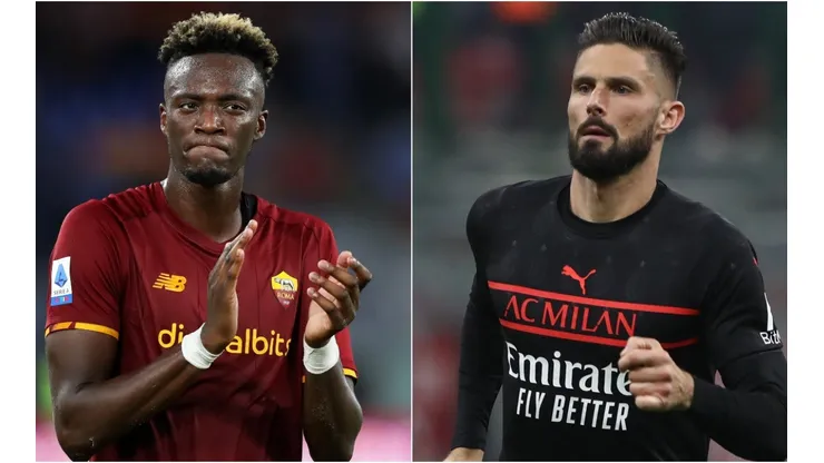 Tammy Abraham of Roma (left) and Olivier Giroud of Milan (right)