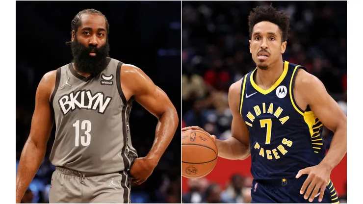 James Harden of the Brooklyn Nets (left) and Malcolm Brogdon of the Indiana Pacers (right)