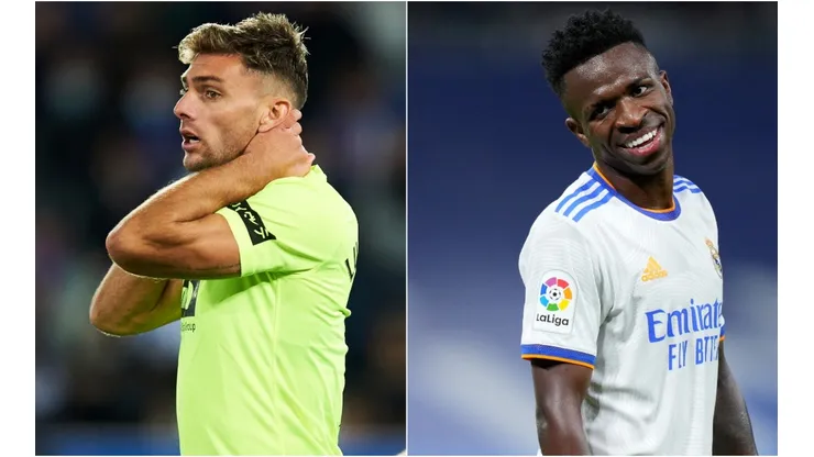 Lucas Boye of Elche (left) and Vinícius of Real Madrid (right)