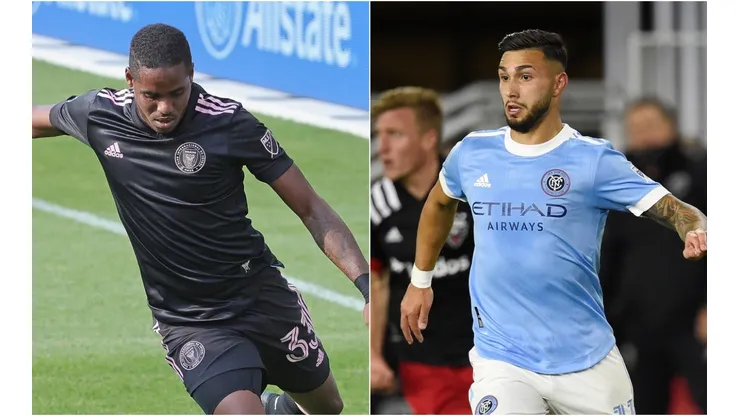 Joevin Jones of Inter Miami (left) and Valentin Castellanos of NYCFC.
