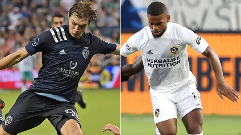 Wilson Harris of Sporting Kansas City (left) and Samuel Grandsir of LA Galaxy