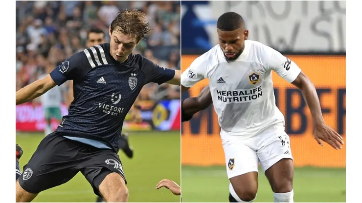 Wilson Harris of Sporting Kansas City (left) and Samuel Grandsir of LA Galaxy