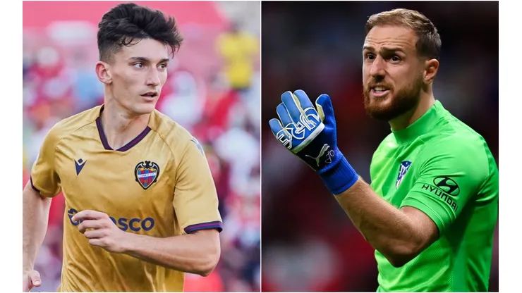 Pepelu of Levante (left) and Jan Oblak of Atletico Madrid (right)