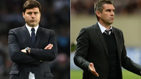 Mauricio Pochettino of PSG (left) and Jocelyn Gourvennec of Lille (right)
