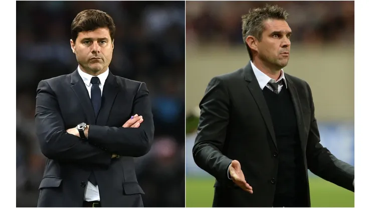 Mauricio Pochettino of PSG (left) and Jocelyn Gourvennec of Lille (right)
