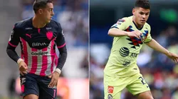 Rogelio Funes Mori of Monterrey (left) and Richard Sánchez of Club America