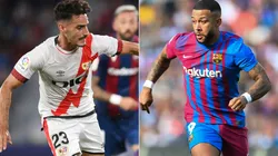 Oscar Valentin of Rayo Vallecano (left) and Memphis of Barcelona