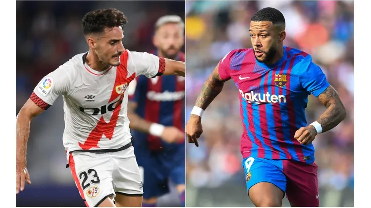 Oscar Valentin of Rayo Vallecano (left) and Memphis of Barcelona