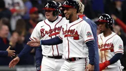 Atlanta Braves players celebrate.