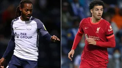 Daniel Johnson of Preston (left) and Curtis Jones of Liverpool.