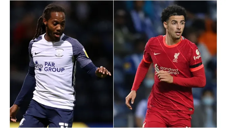 Daniel Johnson of Preston (left) and Curtis Jones of Liverpool.