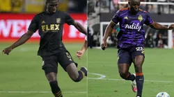 Mamadou Fall of LAFC (left) and Yeimar Gomez Andrade of the Sounders