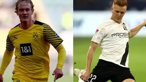 Julian Brandt of Dortmund (left) and Christian Gebauer of FC Ingolstadt