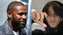 Floyd Mayweather (left) and his young fan with painted nails.