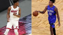 Jimmy Butler of Miami Heat (left) and Markelle Fultz of Orlando Magic