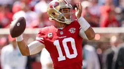 Jimmy Garoppolo of the San Francisto 49ers at the game vs the Seattle Seahawks