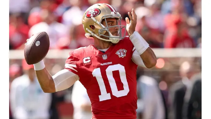 Jimmy Garoppolo of the San Francisto 49ers at the game vs the Seattle Seahawks