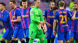 Barcelona players get ready