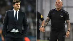 Mauricio Pochettino of PSG (left) and Jorge Sampaoli of Marseille (right)