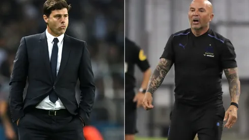 Mauricio Pochettino of PSG (left) and Jorge Sampaoli of Marseille (right)
