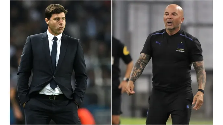 Mauricio Pochettino of PSG (left) and Jorge Sampaoli of Marseille (right)