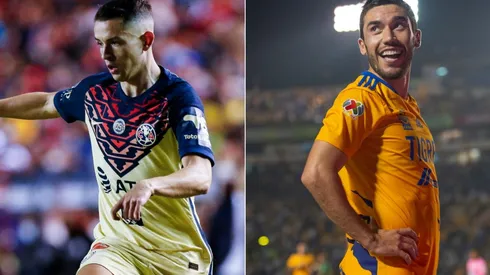 Alvaro Fidalgo of Club America (left) and Juan Vigรณn of Tigres (right)