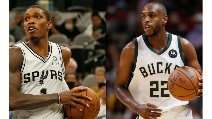 Lonnie Walker of the Spurs (left) and Khris Middleton of the Bucks