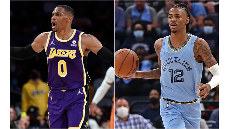 Russell Westbrook of the Los Angeles Lakers (left) and Ja Morant of the Memphis Grizzlies (right)