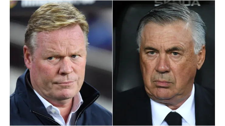 Barcelona manager Ronald Koeman (left) and Real Madrid coach Carlo Ancelotti.